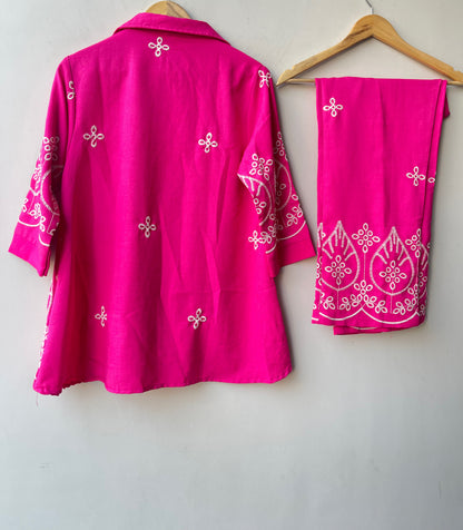 Soft linen cotton stitched ladies coord set Rc19114