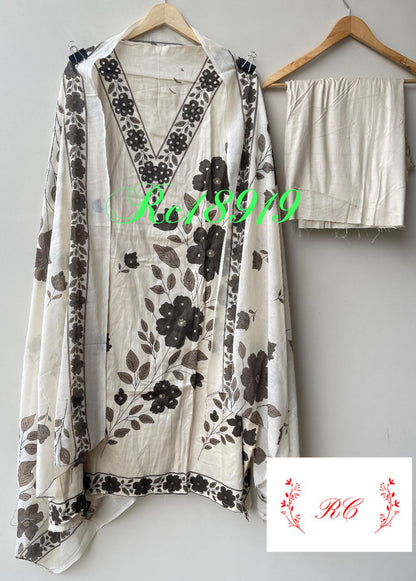 Soft cotton unstitched ladies suit Rc18919