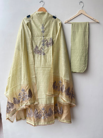 Self Banarasi mul chanderi unstitched ladies suit Rc19062