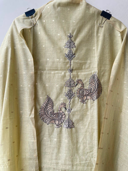 Self Banarasi mul chanderi unstitched ladies suit Rc19062