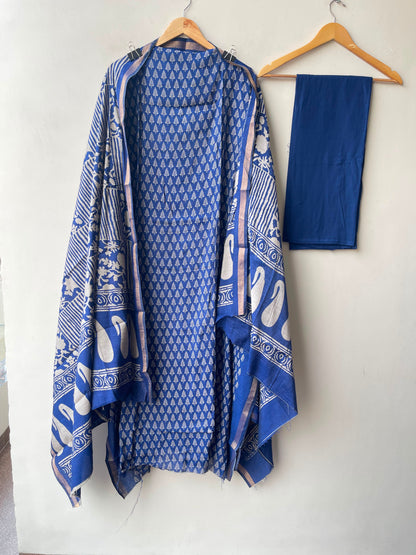 Maheshwari cotton chanderi printed unstitched ladies suit Rc19284 (a)