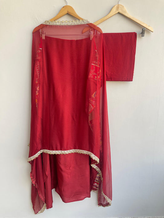 Satin crepe unstitched ladies suit Rc18834 (b)