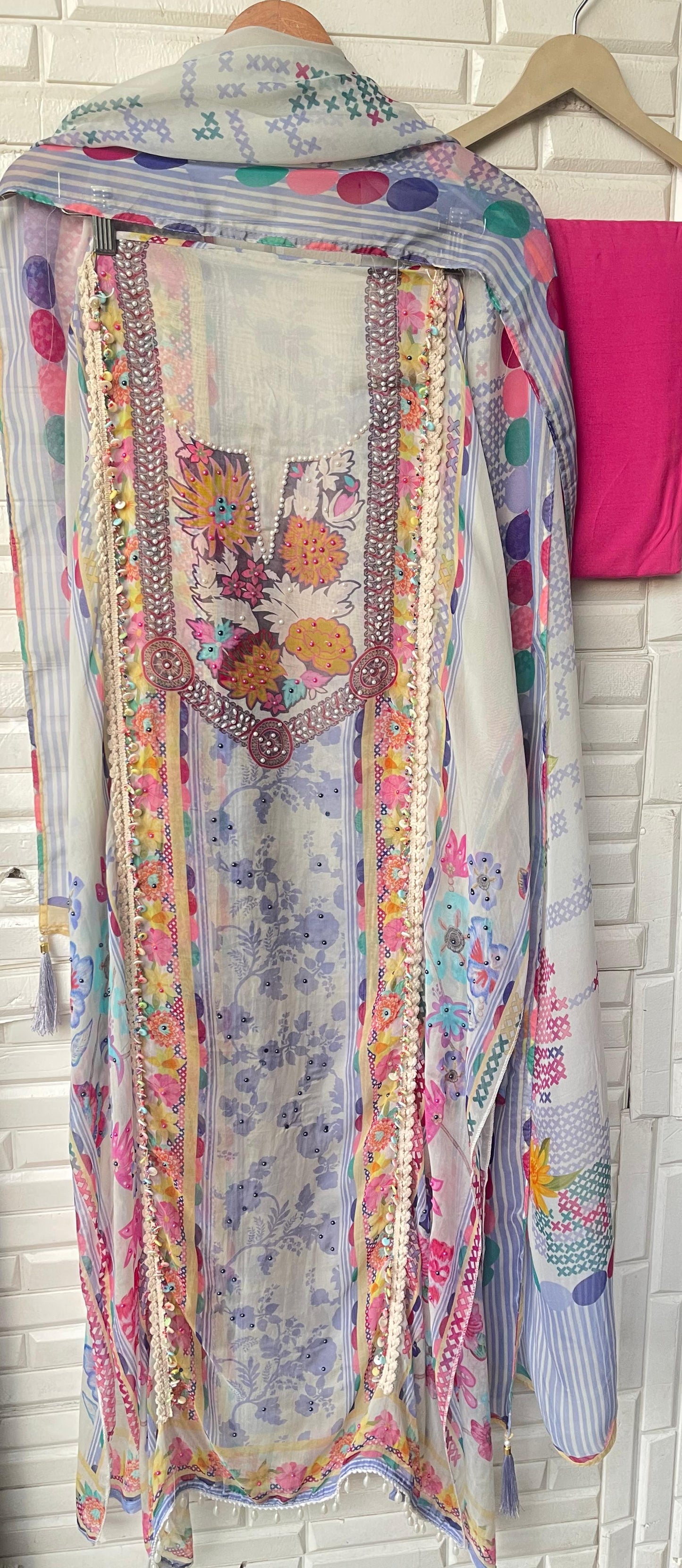 Organza unstitched ladies suit Rc17707