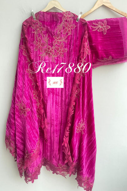 Crushed micra velvet unstitched ladies suit Rc17880