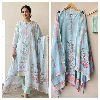 Pure linen printed unstitched ladies suit Rc18911