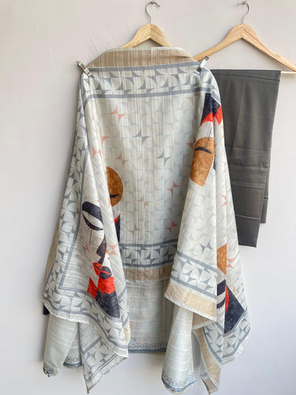 Khadi shimmer linen unstitched ladies suit Rc18371