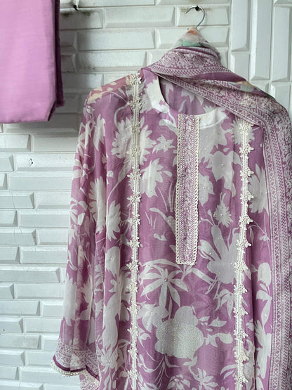 Organza unstitched ladies suit Rc17180