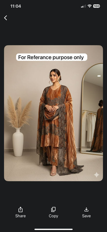 Micra crushed velvet unstitched ladies suit Rc18256