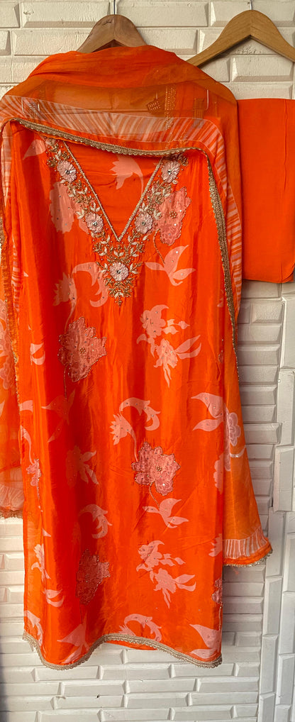Glass organza unstitched ladies suit Rc17534