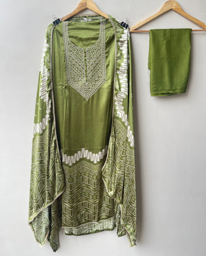 Gajji silk printed unstitched ladies suit Rc19217 (b)