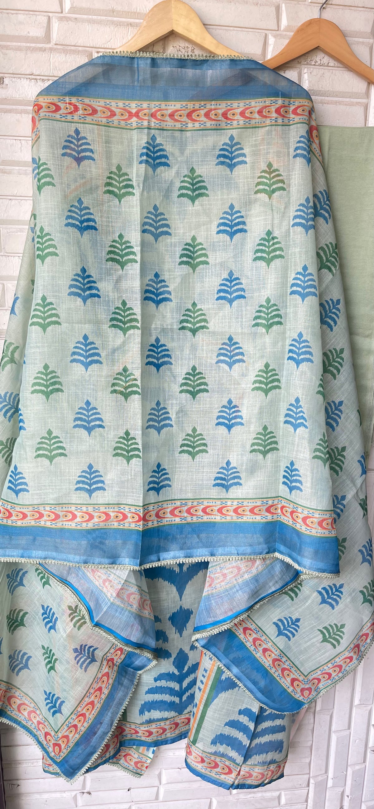 Shimmer Linen Printed Unstitched Designer Suit Set