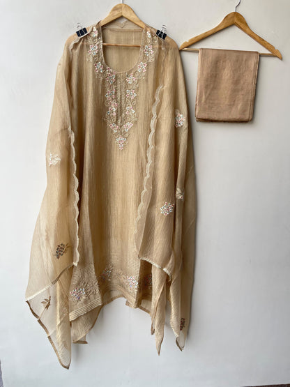 Premium Shimmer Crushed Tissue 3 pcs Unstitched Suit Set