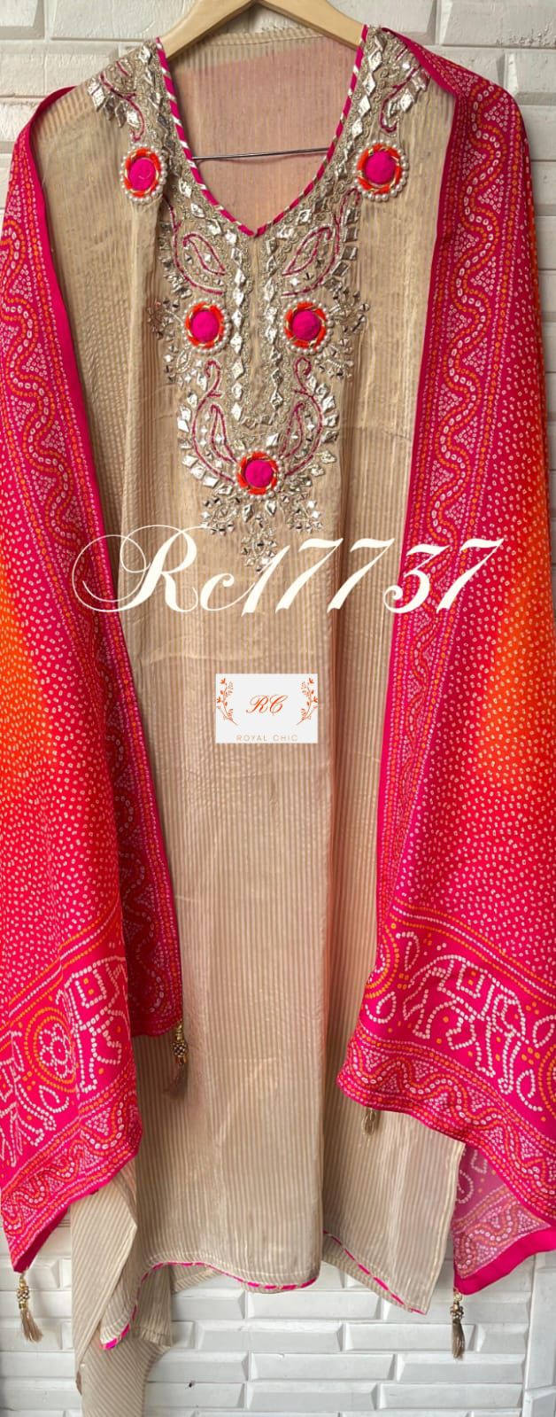 Banarasi shimmer silk unstitched ladies suit Rc17737