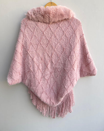 Freesize ponchos with fur Rc17830 (b)