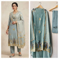 Banarasi shimmer silk printed unstitched ladies suit Rc19333 (a)
