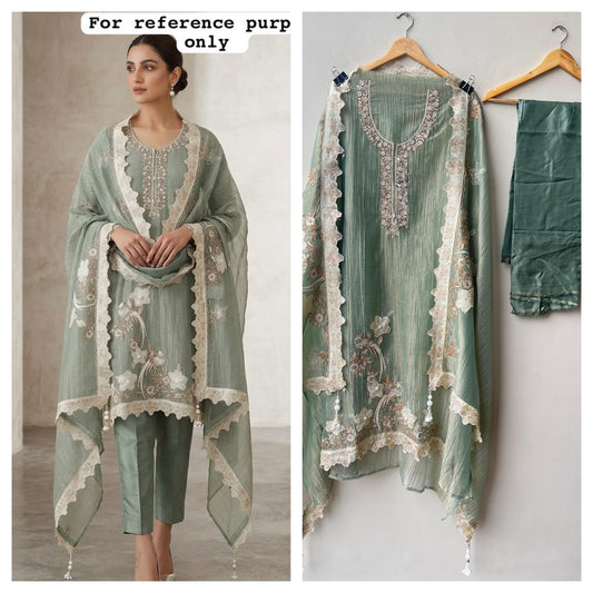 Pure Shimmer Tissue Ladies Unstitched Suit with Pearl Embroidery RC-19192(A) - Royal Chic by Priti