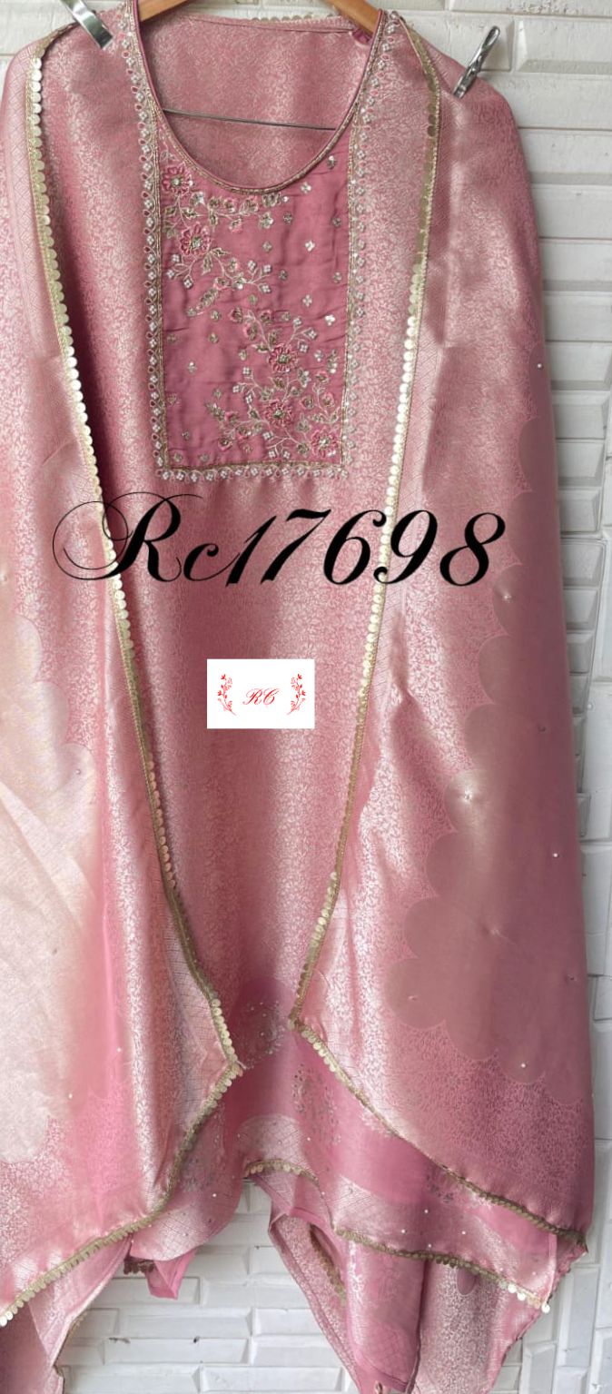 Finest banarasi silk unstitched ladies suit Rc17698