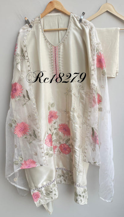 Muslin Satin Silk Unstitched Ladies Suit RC-18279 – view 2