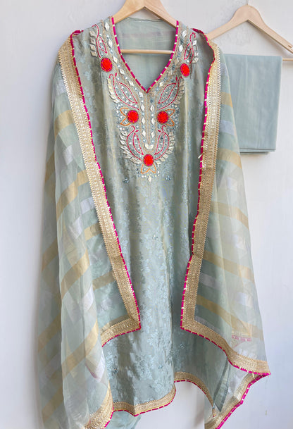 Self shimmer silk unstitched ladies suit Rc17874