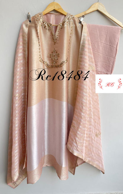 Self shimmer jiraffe silk unstitched ladies suit Rc18484