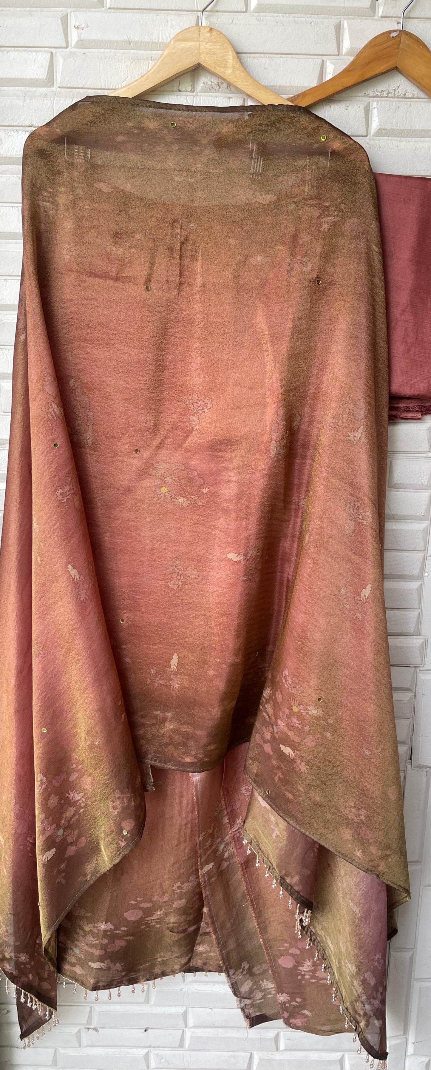 Self shimmer silk unstitched ladies suit Rc17762