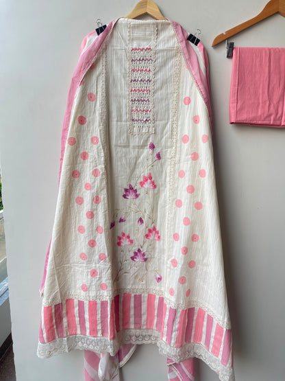Self Cotton Brush Painted Unstitched Suit with Pearl Work RC-19015 - Royal Chic by Priti (photo 7)