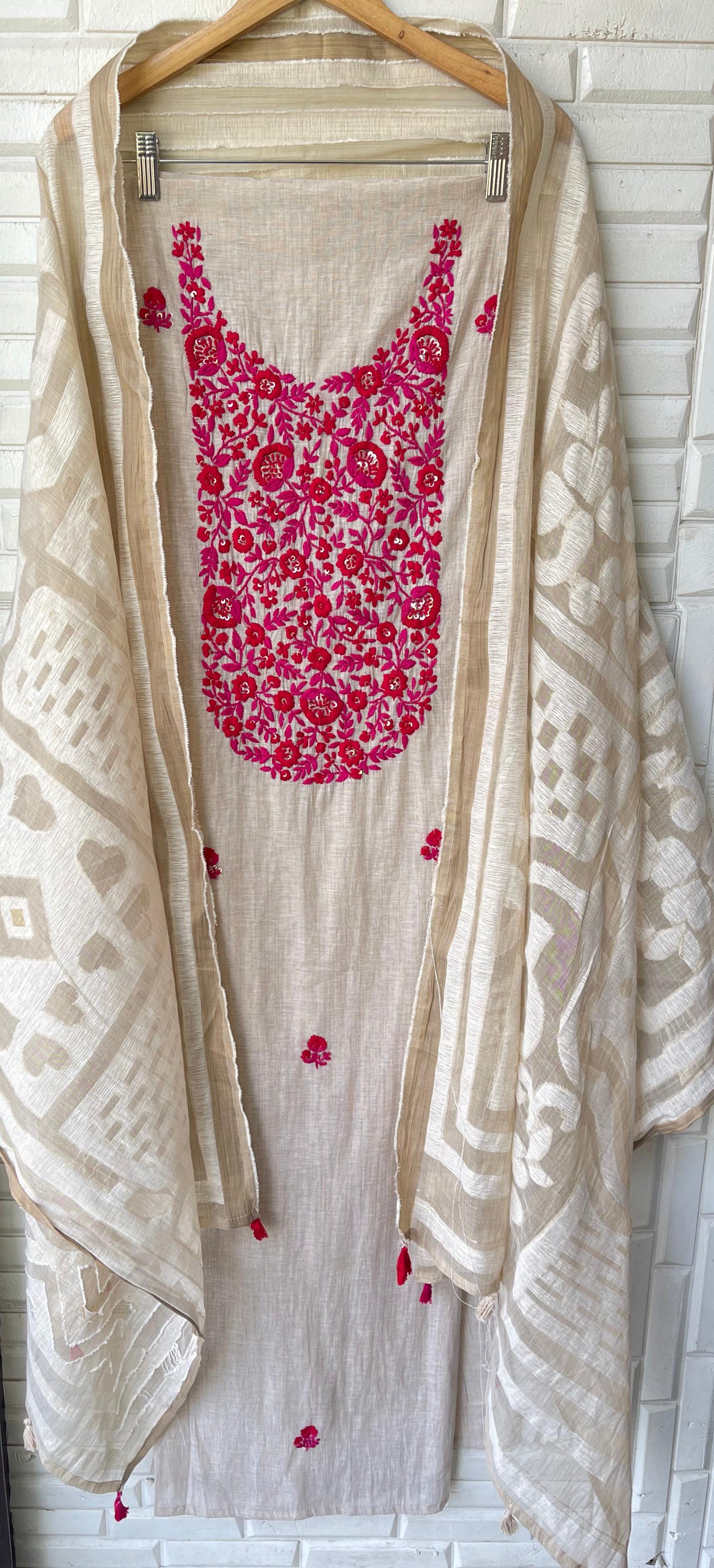 Linen silk unstitched ladies suit Rc17746