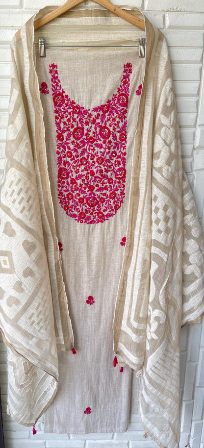 Linen silk unstitched ladies suit Rc17746