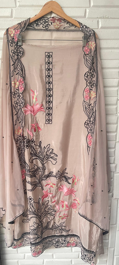 Glass organza unstitched ladies suit Rc17769