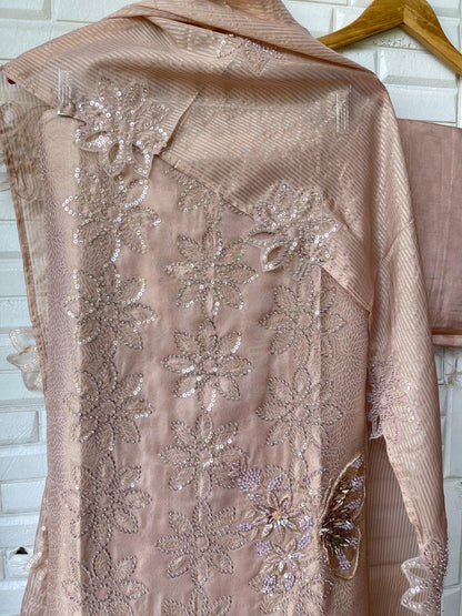 Pure brocade self banarasi shimmer silk unstitched ladies suit Rc17747 (b)