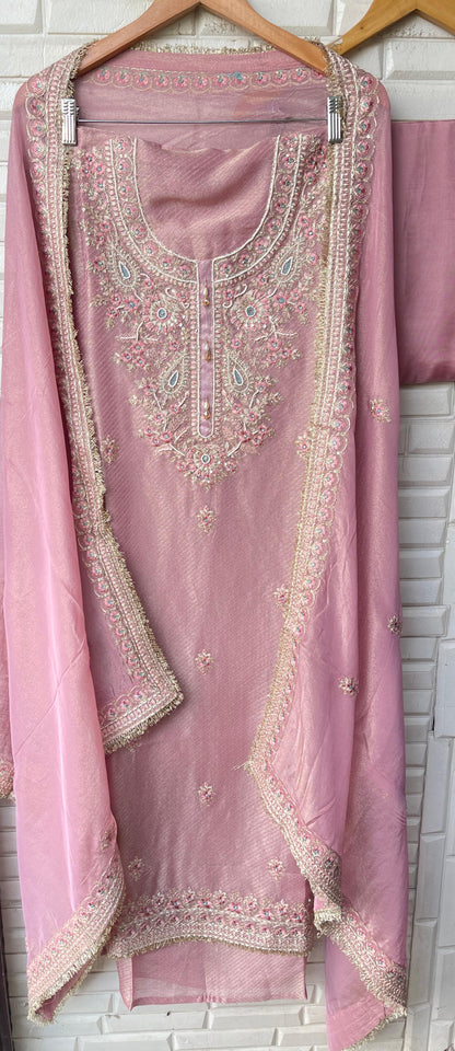 Pure banarasi shimmer silk unstitched ladies suit Rc17853 (c)