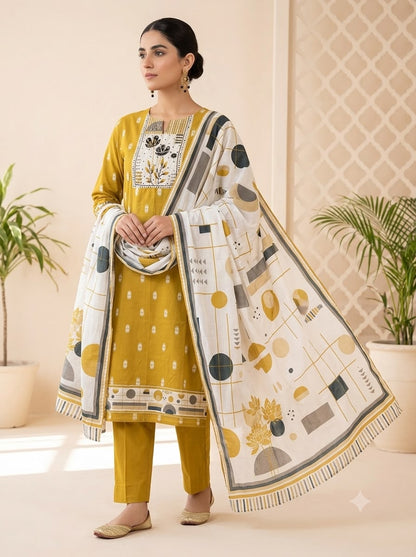 Cotton Weaving Unstitched Ladies Suit with Mirror Work RC-19019(A) - Royal Chic by Priti (photo 3)