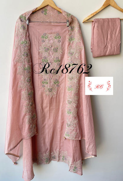 Mul chanderi unstitched ladies suit Rc18762