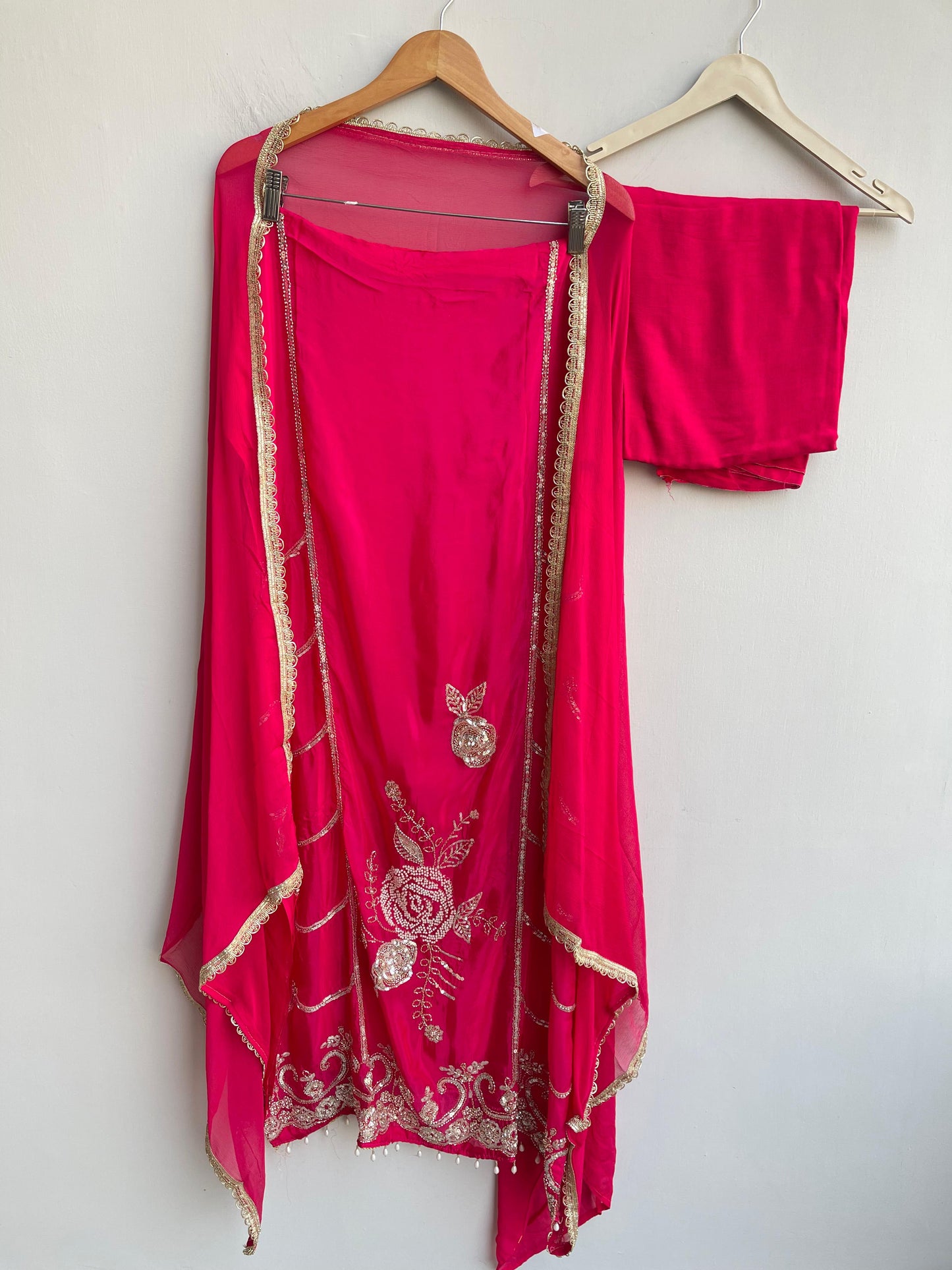 Satin crepe unstitched ladies suit Rc18393 (c)