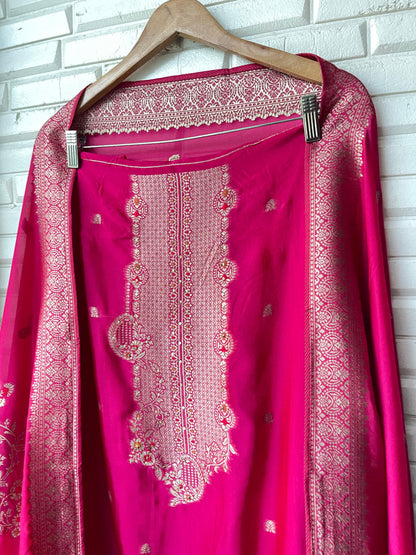Banarasi pure silk unstitched ladies suit Rc17617