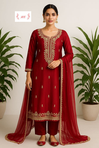 Organza silk unstitched ladies suit Rc17507