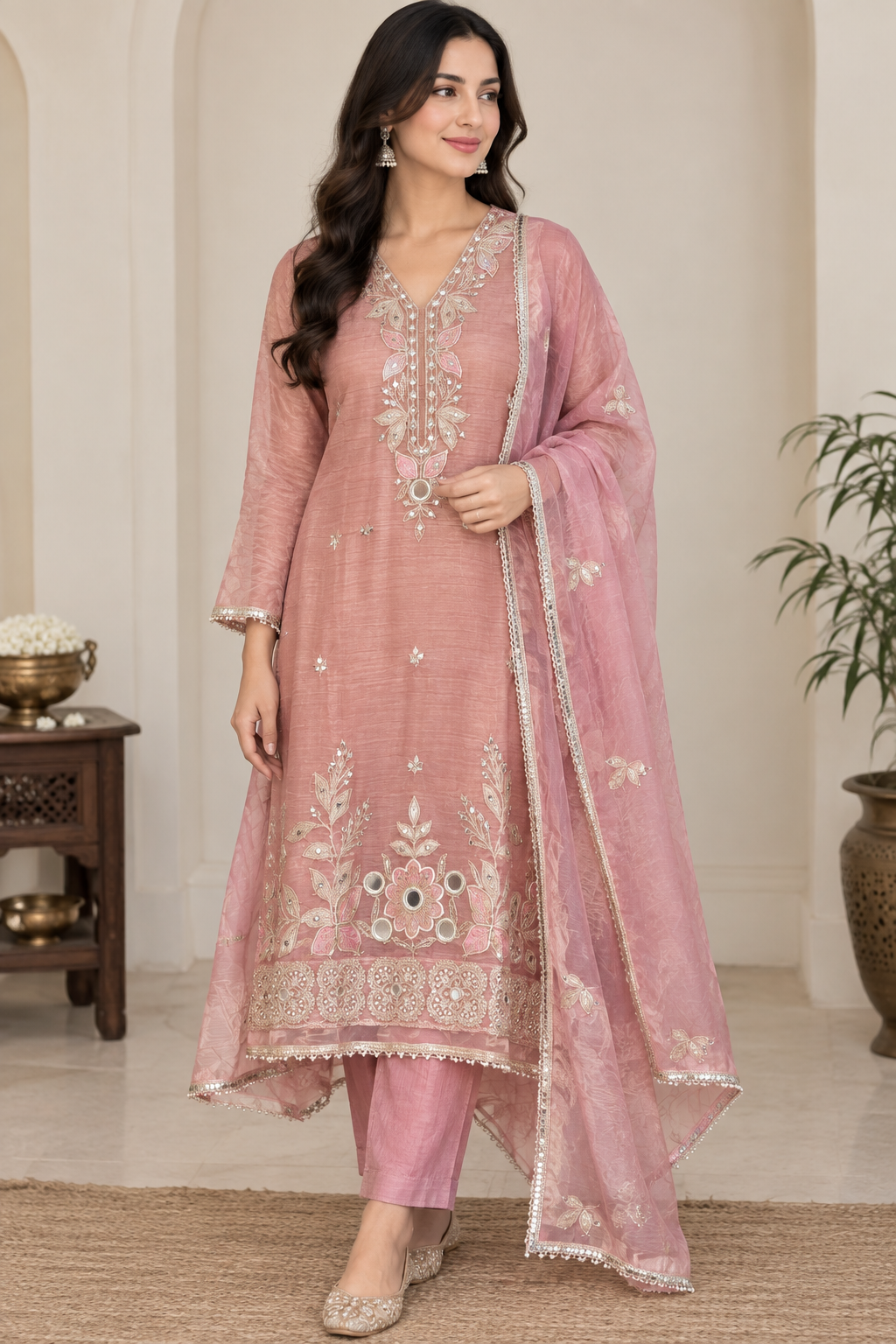Elegant shimmer tissue ladies unstitched suit