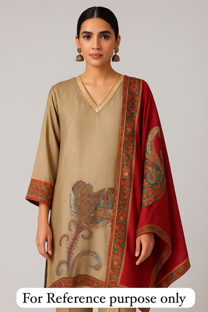 Self satin crape unstitched ladies suit Rc17781