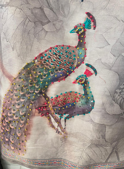 Self linen silk unstitched ladies suit Rc17835 (a)