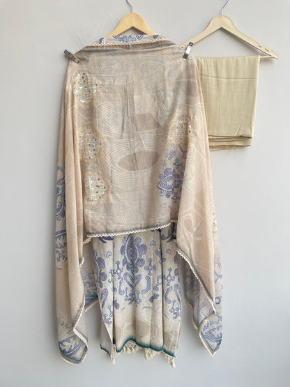 Self mul chanderi unstitched ladies suit Rc18490