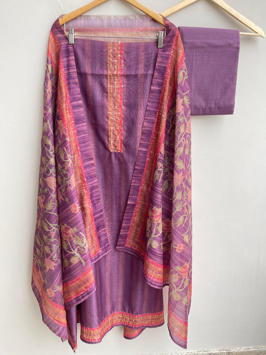 Mul Chanderi Unstitched Ladies Suit RC-18176