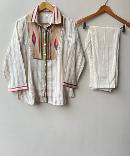Self linen printed ladies stitched coord set Rc19155