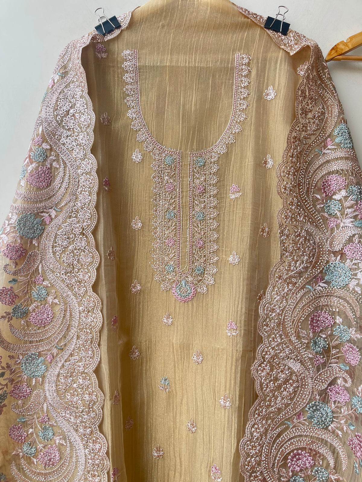 Pure Crushed Shimmer Tissue Ladies Unstitched Suit with Zari Embroidery RC-19268(B) - Royal Chic by Priti (photo 9)
