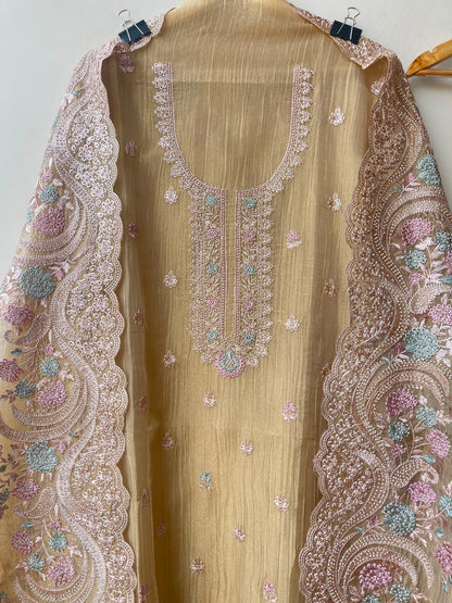 Pure Crushed Shimmer Tissue Ladies Unstitched Suit with Zari Embroidery RC-19268(B) - Royal Chic by Priti (photo 9)