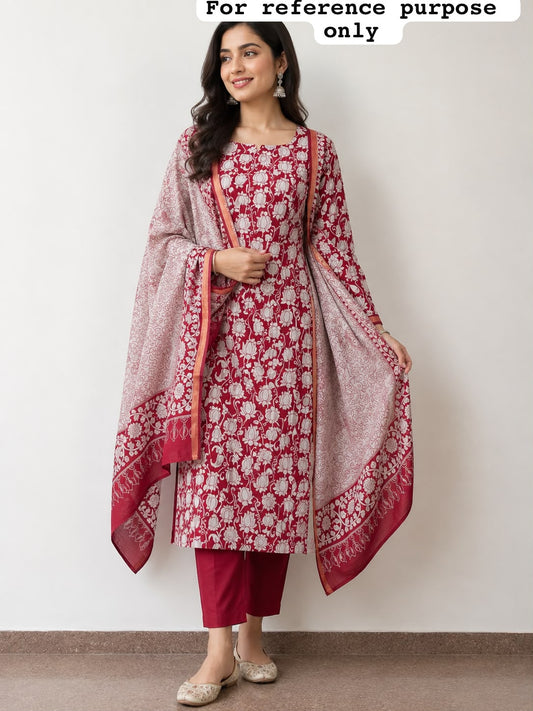 Soft mul chanderi printed ladies unstitched suit Rc19030