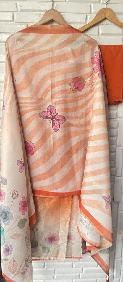 Banarasi shimmer linen unstitched ladies suit Rc17786