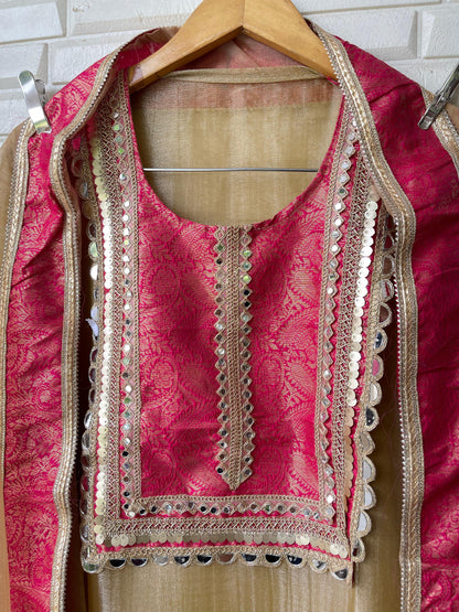 Crushed shimmer tissue unstitched ladies suit Rc17763 (a)