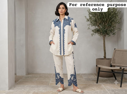 Linen stitched ladies coord set Rc19098