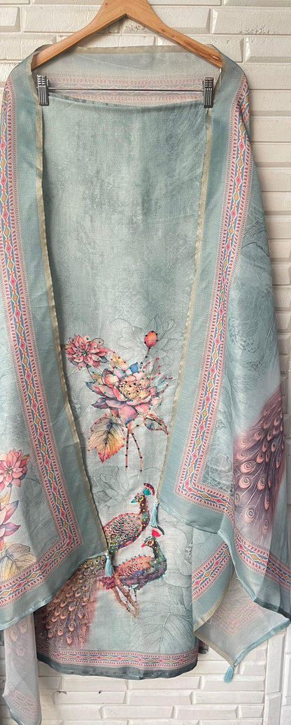 Self linen silk unstitched ladies suit Rc17835 (b)