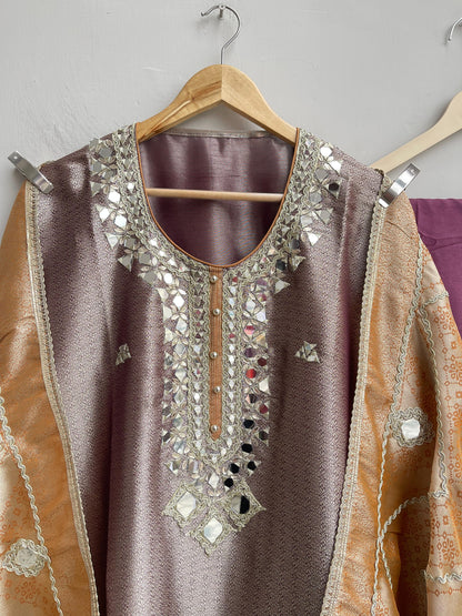 Brocade silk unstitched ladies suit Rc18174